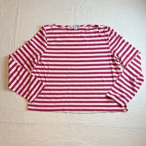 Amour Vert Women's Red White Striped Boatneck Long Sleeve Tee Size XL